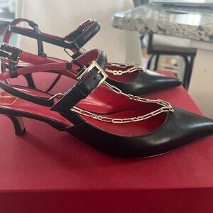 Valentino Garavani/Sling Back/Chain Link/Black/37.5